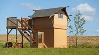 Grande tente de chasse en bois de luxe familiale, loft à deux étages, tente safari avec salle de bain