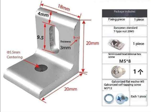 Profilés en alliage d'aluminium : Code d'angle de connexion extrudé, pièces de fixation à angle droit, inégaux et réglables, série 6000, tempérage T3-T8, 90° - Product Image 6