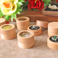 Boîte à bagues de mariage transparente en acrylique et bois de hêtre avec couvercle supérieur et inférieur, pour femme, en bois massif, pour rangement de diamants