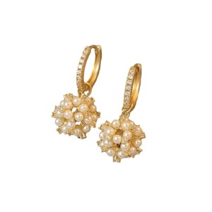 Fashion Gold Plated <b>Diamond</b> Geometric Round Hoop <b>Earrings</b> <b>Pearl</b> Ball Drop <b>Earrings</b> for Women Birthday Party Jewelry Gift - Product Image 2