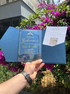 Venta al por mayor claro de lujo pequeño invitar cena vestido playa boda sobres oro <span class=keywords><strong>corte</strong></span> láser acrílico Quinceañera tarjeta de invitación - Product Image 4