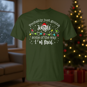 T-shirt con luci natalizie, unisex, manica corta, girocollo, stampa digitale, design natalizio per riunioni di famiglia - Product Image 2