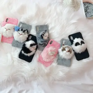 Stereoscopic Kawaii Cat Animal Shape Stand Mirror Phone Case Cover for iPhone 11 12 13 14 Pro Max 14 Plus 12 13 Mini XS X XR