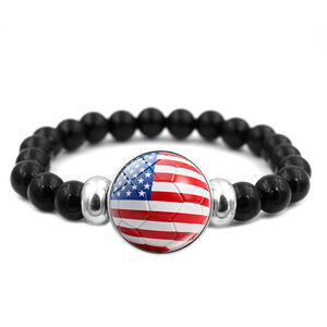 Gelang Manik Tren <span class=keywords><strong>2026</strong></span> Unisex, Gelang Elastis <span class=keywords><strong>Snap</strong></span> Bendera Sepak Bola untuk Hadiah Penggemar - Product Image 3