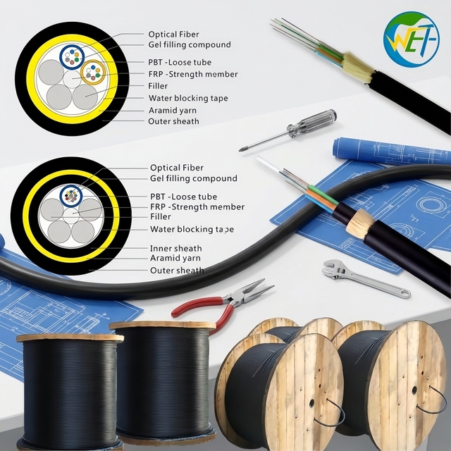 ADSS Fiber Optic Single Mode Cable 24/48/96/128 Cores Outdoor Overhead Communication Line 2km 100m Networking
