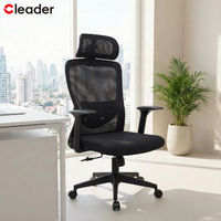 Chaise de bureau ergonomique de haute qualité avec support lombaire pivotant en maille, pour conférences, jeux, bureau, noire