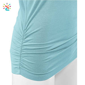 Venta al por mayor 3/4 manga Camiseta de algodón camiseta de las mujeres Plain Slim Fit O-cuello túnica camiseta de palangre - Product Image 5