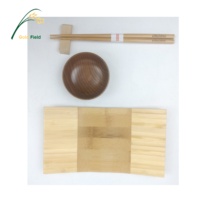 Assiette en bambou et bol en bois service de table sushi cadeau avec baguettes