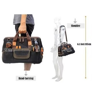 Free Sample 32-Pockets <b>Waxed</b> casual tool <b>bag</b>, Heavy-Duty Electrician tool <b>bag</b>, HVAC 16" Tools <b>bag</b> carrier, Tool <b>bags</b> for - Product Image 5
