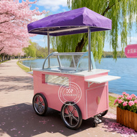 Chariot de vente de snacks réfrigérés ZZKNOWN KN-JA - Montage facile, restauration rapide, glace, congélateur intégré, construction en fibre de verre, conception à 4 roues