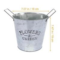 Seau à fleurs en métal galvanisé avec doubles poignées, pot de fleurs en fer pour la décoration de la ferme, du jardin, de la maison et de la table