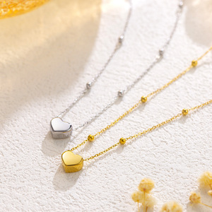 Conjunto de Collar y Pulsera con Colgante de Corazón en Acero Inoxidable Chapado en Oro PVD de 18K |   Joyería Romántica Minimalista para Mujer - Product Image 2