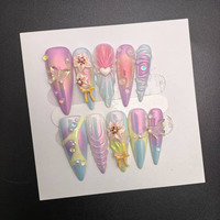 Fournisseur de faux ongles en acrylique de luxe faits à la main, style océan estival, 10 pièces, qualité supérieure, 3D