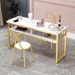 Mesa de Manicura de Metal de Estilo Moderno y Lujo Ligero, Silla Económica, Mesa Doble para Salón de Uñas, Famosa en Internet, Precio Especial - Product Image 4