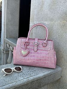 Nuova Borsa Tote Vintage di Grande Capacità con Motivo Coccodrillo <span class=keywords><strong>Rosa</strong></span>, Borsa a Spalla e a Mano di Alta Qualità per Uso Quotidiano da Donna - Product Image 5