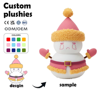 Jouet en peluche personnalisé en coton PP, mignon, OEM, faible MOQ, doux, de haute qualité, unisexe, bonhomme de neige brodé avec chapeau pour Noël