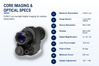 Caméra de vision nocturne monoculaire, enregistrement vidéo, stockage 32 Go, Android, WiFi, zoom 1x 2x 4x, UVQ G14