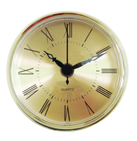 Insert Jam Quartz 90mm, Bezel Emas, Dial Emas Brushed, Angka Romawi, Jarum Hitam, Plastik Brushed Modern, Baterai, DIY, Rumah