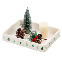 Plateau décoratif en cuir rectangulaire à motif d'arbre de Noël pour salon, chambre et salle à manger Stockage et affichage de vacances