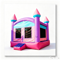 Structure de jeu gonflable scintillante Princesse avec piste d'obstacles, toboggan, jeux d'escalade et aire de jeux combinée pour extérieur