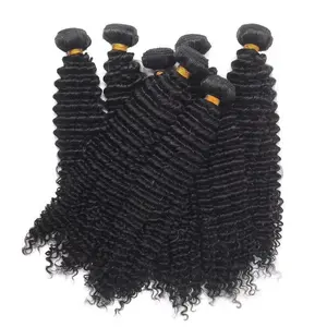 Wholesale 10a+ Deep Wave Brazilian Hair Weave Bundles Natural Black Color #1B 100%Unprocessed Human Hair Extension