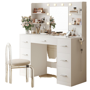 Ama Zon sang trọng tùy chỉnh sồi tủ quần áo bảng với LED ánh sáng gương cho cô gái phòng ngủ đồ nội thất nhà-Tùy chỉnh - Product Image 1