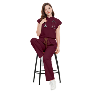 42393 Ensembles de Blouses Médicales Personnalisées ; Blouses en Chiffon à <span class=keywords><strong>Col</strong></span> <span class=keywords><strong>Mao</strong></span> pour Femme, Tenue Médicale Élégante - Product Image 1