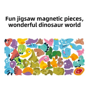 Jeu <span class=keywords><strong>de</strong></span> puzzle magnétique DIY le plus vendu en Amérique du Nord, design dinosaure, 50 pièces, emballage plastique pour nourrissons et jeunes enfants - Product Image 2