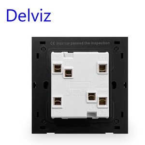 Delviz แผงกระจกคริสตัลสีเทา,AC 110V ~ 250V,ตัวควบคุมปุ่มกดไฟ,สวิตช์ไฟติดผนัง2way แบบมาตรฐานของสหราชอาณาจักร<span class=keywords><strong>2</strong></span>ดวง16A - Product Image 3