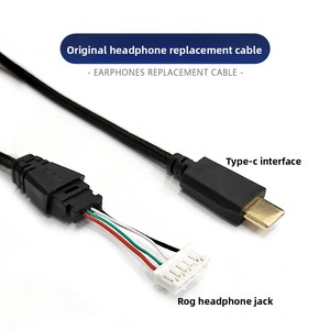 Câble <span class=keywords><strong>audio</strong></span> de remplacement Type-C en cuivre OFC tressé de 2,5 m pour <span class=keywords><strong>casque</strong></span> de jeu ASUS ROG Delta S, Plug and Play, sans soudure, réparation DIY - Product Image 5