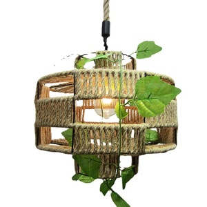 Rustic Hemp Rope Chandelier Round E27 Led Edison Bulb For <b>Dining</b> Room Cafe Bar Decorative Pendant <b>Light</b> - Product Image 5