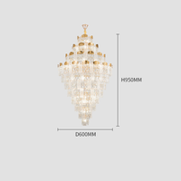 Grand lustre LED en cristal K9 doré, réglable en hauteur et à intensité variable, pour entrée de villa, hall, escalier, banquet, hôtel, éclairage suspendu