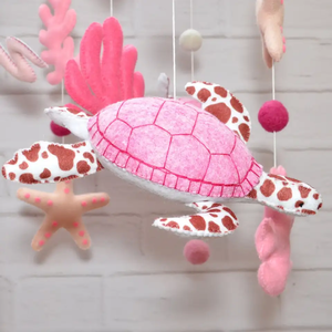 Mobile de berceau en feutre pour bébé, mobile océanique pour bébé, mobile de fille pour chambre d'enfant, mobile tortue, mobile d'animaux marins en feutre - Product Image 3