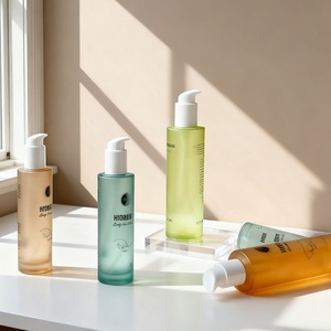 Luxury Custom Logo Glass Packaging 150ml 5oz <b>Empty</b> Round Frosted Glass Lotion Bottle With Pump Body Oil for Haircare Products - Product Image 2