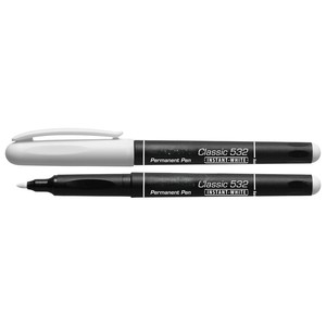 Marcador permanente blanco con punta media, secado rápido, ideal para etiquetar, dibujar y decorar sobre diversas superficies. - Product Image 1
