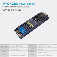 Alimentation LED dimmable 12V 150W 0-10V 12,5A à tension constante, transformateur pour profilé aluminium et bande LED