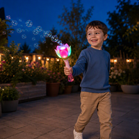 Bâton à bulles Lotus lumineux à LED rechargeable avec 10 trous, machine à bulles automatique à une touche pour enfants, cadeau pour fêtes en extérieur
