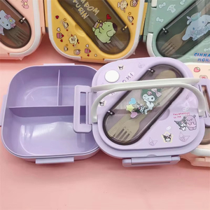 Lonchera Bento Sanrio Kuromi My Melody Hello Kitty de 3 Compartimentos, Doble Nivel, a Prueba de Fugas, Ecológica, de Plástico de Grado Alimenticio, Apta para <span class=keywords><strong>Microondas</strong></span> - Product Image 3