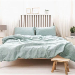 Parure de lit 3 pièces vert sauge 100 % coton, comprenant une housse de couette, 2 taies d'oreiller, effet vieilli, anti-bactérienne, pour mariage et maison, style européen et américain - Product Image 6