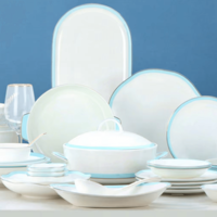 Ensemble de bols, soucoupes et assiettes en porcelaine fine, style minimaliste moderne, résistant au micro-ondes, pièces personnalisables pour cadeaux de mariage et d'anniversaire