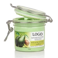 OEM Soins de la peau Nettoyage en douceur Supprimer les points noirs Contrôle de l'huile Exfoliant Visage Thé vert Avocat Anti acné Masque de boue nourrissant