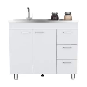 Évier utilitaire Kisco DB en granit et porcelaine composite blanc, cuvette simple en forme de rectangle avec un trou, style cuisine - Product Image 6
