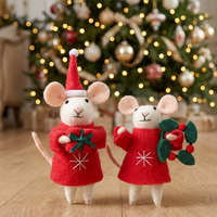 Ornement de souris en feutre de laine fait main, pendentif pour arbre de Noël, cadeau de Noël, accessoire de décoration de scène festive