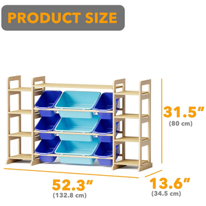 Estantería de Almacenamiento Lateral Grande de Madera para Decoración de Fábrica, Estantería para Libros de Bebés, Organizador de Juguetes y Libros para Niños con Contenedores Extraíbles para Habitación Infantil - Product Image 2