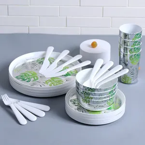 28 piezas de estilo selva de plástico PP vajilla conjunto niños vajilla conjunto para la cocina