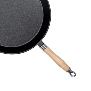 Sartén/sartén redonda <span class=keywords><strong>de</strong></span> hierro fundido pre-sazonada con mango <span class=keywords><strong>de</strong></span> madera - Product Image 3