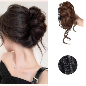 Extensions de chignon désordonné pour femmes, postiches synthétiques volumineuses à clipser, accessoires capillaires naturels et faciles à poser - Product Image 1