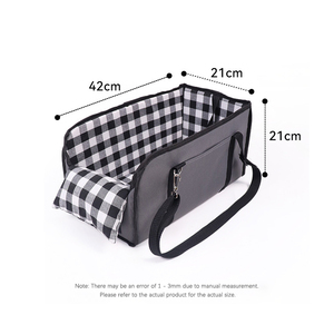 Kleines Auto-Haustierbett Modernes Rechteckiges Rucksack-Bett Komfortables Sicheres Katzen- und Hundebett Höhle für Alle Jahreszeiten Kariertes Muster Leinen Modisch - Product Image 6
