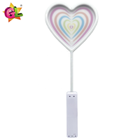 Bâton lumineux LED néon en forme de cœur avec poignée arc-en-ciel, motif unilatéral, jouet clignotant en plastique pour enfants