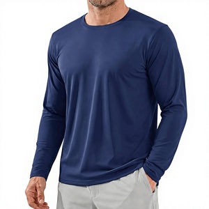 Haut de bain pour homme bleu marine à manches longues, 100 % polyester, séchage rapide, teinture unie, taille adulte - Product Image 1
